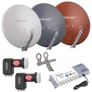 DUR-line Select 80cm Alu Sat Antenne + DUR-line Ultra Quattro LNB + DUR-line MS 9/8 HQ Multischalter
