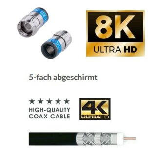 Cabelcon F-6-TD Self Install 5.1 Nitin Satkabel Antennenkabel Koaxkabel RG6 135dB HD 4K 8k HQ 7mm Schwarz 3m