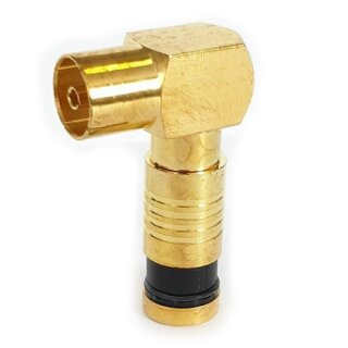 Winkel Koaxial TV Kupplung Kompressionsstecker Gold 7mm HQ Qualität ( 5x Stück )