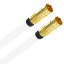 Antennenkabel TV Kabel 135 dB HD 4K HQ Koaxial Kupplung / Koaxial Kupplung 7mm Goldstecker Weiß 1 Meter