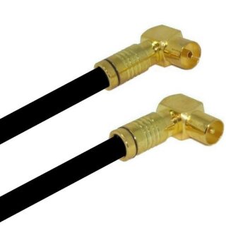 TV Antennenkabel Koaxkabel RG6 Winkel Gold Stecker / Winkel Gold Kupplung135dB HD 4K 8k HQ 7mm Schwarz 1 Meter