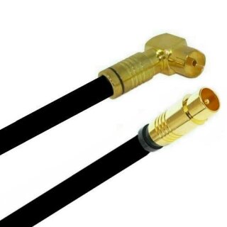 TV Antennenkabel Koaxkabel RG6 Winkel Gold Kupplung / Gerade Gold Stecker 135dB HD 4K 8k HQ 7mm Schwarz 7 Meter