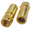 Kompressionszange Rot + Megasat Abisolierer + F-Kompressionstecker Gold Vollmetall für 7mm Kabel   100x Stück