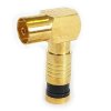 AC-Sat-Corner Kompressionszange HQ + Coax Profi Abisolierer + Winkel Koaxial TV Kupplung Kompressionsstecker Gold 7mm HQ 50x Stück