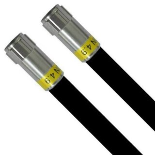 DELUXE PRO Koaxial Kabel SatKabel SCHWARZ 135dB 5-Fach geschirmt reines Kupfer Cabelcon F-6-TD 4.9 HQ Wasserdicht Stecker 2 Meter