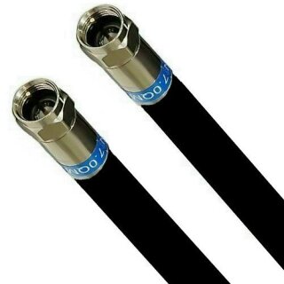 DELUXE PRO Koaxial Kabel SatKabel SCHWARZ 135dB 5-Fach geschirmt reines Kupfer Cabelcon F-56 CX3 5.1 Wasserdicht Stecker 2 Meter