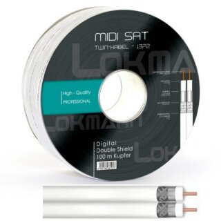 Lokmann Premium Twin Midi Satkabel Koaxkabel 2x 5.5mm Vollkupfer TV Kabel 4K 8K tauglich 10 Meter