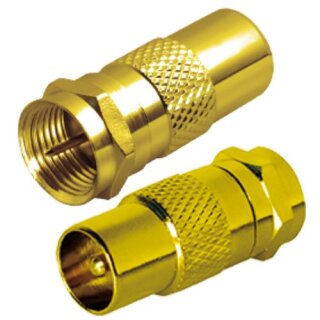 Adapter IEC Koax Stecker auf F-Stecker Gold 10x Stck