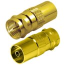 Adapter IEC Koax Kupplung auf F-Stecker Gold 10x Stück