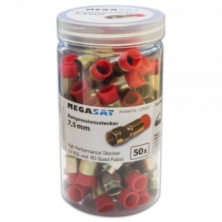 Megasat F-Kompressionsstecker 7.5mm Rot für Koaxialkabel HQ Qualität 25x Stück