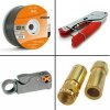 100m Lokmann Koaxialkabel 135db 5 Fach Black + Kompressionszange + Abisolierer + F-Kompressionstecker Gold