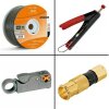 100m Lokmann Koaxialkabel 135db 5 Fach Black + Kompressionszange + Abisolierer + F-Quick Kompressionsstecker 7mm Gold