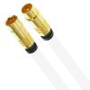 Megasat Vollkupfer Antennenkabel TV Kabel 135 dB HD 4K 8K HQ 1-50 Meter Gerade Gold Kupplung / Gerade Gold Stecker 7mm Weiß