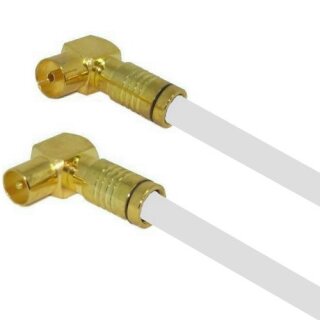 Megasat Vollkupfer Antennenkabel TV Kabel 135 dB HD 4K 8K HQ Winkel Gold Kupplung / Winkel Gold Stecker 7mm Wei 2 Meter