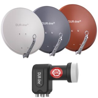 DUR-line Select 60cm Alu Sat Antenne + DUR-line Ultra Quad LNB 0.1dB 4K 8K LTE DECT Unterdrckung Rot