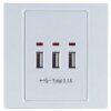 3x USB-A 5V 3.1A Ladebuchse Einbaunetzteil 15W weiß