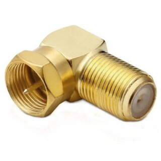 F-Winkelstecker 90° F-Stecker / F-Buchse HQ Qualität Gold