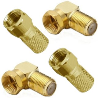 F-Winkelstecker 90 Gold + F-Stecker 7mm Gold HQ Qualitt