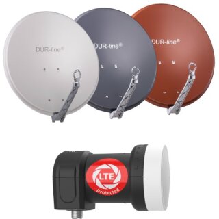 DUR-line Select 90cm Alu Sat Antenne + DUR-line Ultra Single LNB 0.1dB 4K 8K LTE DECT Unterdrckung Anthrazit