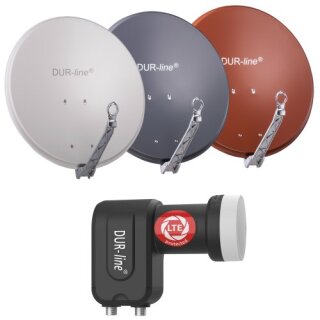 DUR-line Select 90cm Alu Sat Antenne + DUR-line Ultra Twin LNB 0.1dB 4K 8K LTE DECT Unterdrückung Anthrazit