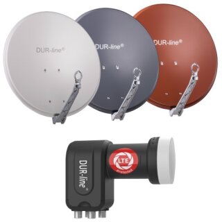 DUR-line Select 90cm Alu Sat Antenne + DUR-line Ultra Quad LNB 0.1dB 4K 8K LTE DECT Unterdrckung Rot