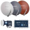 DUR-line Select 80cm Alu Sat Antenne + DUR-line Blue ECO Quattro LNB + DUR-line MS 5/12 blue eco Multischalter Rot