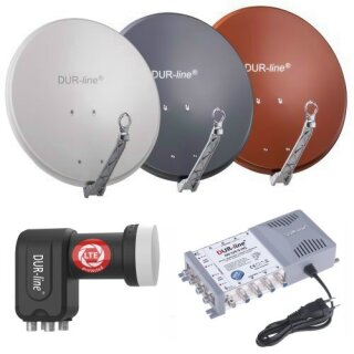 DUR-line Select 80cm Alu Sat Antenne + DUR-line Ultra Quattro LNB + DUR-line MS 5/8 G-HQ Multischalter