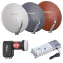 DUR-line Select 80cm Alu Sat Antenne + DUR-line Ultra Quattro LNB + DUR-line MS 5/16 G-HQ Multischalter Hellgrau