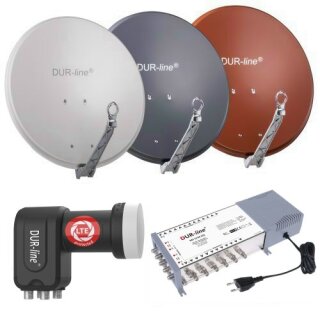 DUR-line Select 80cm Alu Sat Antenne + DUR-line Ultra Quattro LNB + DUR-line MS 5/24 HQ Multischalter Anthrazit