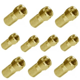 10x F-Stecker 5mm vergoldet Breite Mutter HQ Qualität