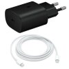 Handy Schnellladegerät Netzteil für Samsung / Google / Huawei 25W Schwarz + Ladekabel Weiß 2 Meter