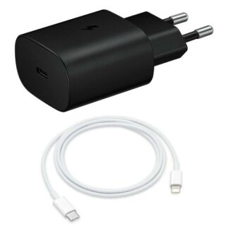 Schnellladegerät Netzteil 25W Ladekabel Adapter Typ C + Ladekabel Weiß 1 Meter für iPhone 6