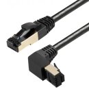 LAN Kabel RJ45 Netzwerkkabel Patchkabel CAT 8.1 schwarz Silber nach unten gewinkelt 1 Meter