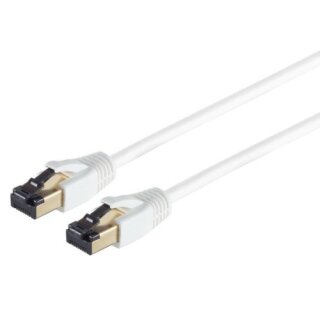 LAN Kabel RJ45 Netzwerkkabel Patchkabel CAT 8.1 Wei Gold 2 Meter