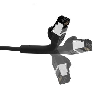 LAN Kabel RJ45 Netzwerkkabel Patchkabel CAT 8.1 schwarz mit flexiblem Stecker 2 Meter