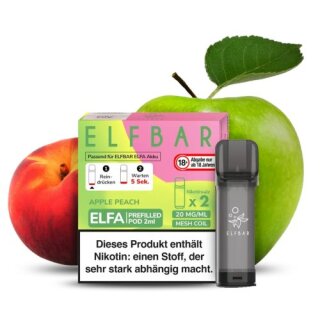 10x Elf Bar ELFA - Apple Peach Prefilled Pod 2x2ml 20mg/ml Nikotin