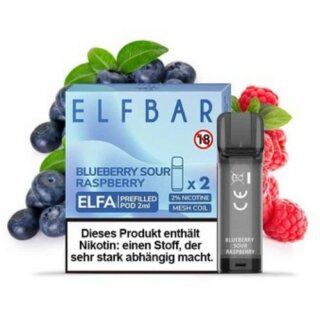 10x Elf Bar ELFA - Blueberry Sour Raspberry Prefilled Pod 2x2ml 20mg/ml Nikotin