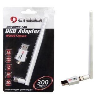 OCTAGON WL038 Optima Weiss Blister Wireless LAN USB 2.0 Adapter 300 Mbit/s +5dB Verstärkung