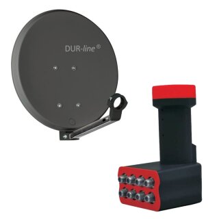 DUR-line DSA 40 Anthrazit Alu Sat Antenne Spiegel Schüssel 42cm + Octo LNB 0.1 dB