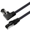 LAN Kabel RJ45 Netzwerkkabel Patchkabel CAT 8.1 schwarz Silber nach rechts gewinkelt