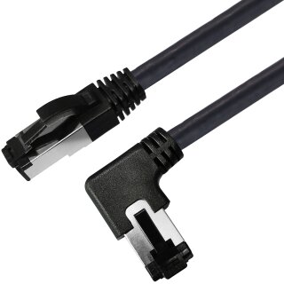 LAN Kabel RJ45 Netzwerkkabel Patchkabel CAT 8.1 schwarz Silber nach links gewinkelt