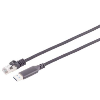 USB-A LAN Adapterkabel 1Gbit RJ45 ALU schwarz