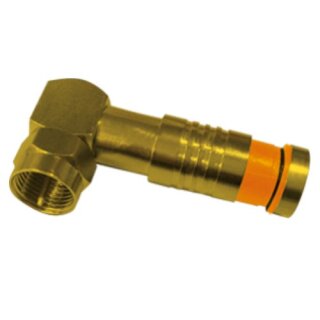 Winkel F-Kompressionsstecker 6.8mm - 7.2mm Gold HQ 90° F-Stecker