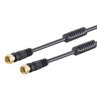 SAT Kabel TV Antennenkabel F-Stecker 7,5m Gold 135 dB Mantelstromfilter Schwarz 4K 8K