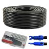 50m SatKabel Koaxkabel Basic SCHWARZ 135 dB 4-Fach geschirmt + Kompressionszange + Stecker + Abisolierer