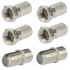 4x F-Stecker 7mm + 2x F-Verbinder Sat Kupplung Buchse / Buchse