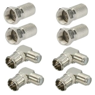 4x F-Stecker 7mm + 4x F-Quickwinkelstecker 90°