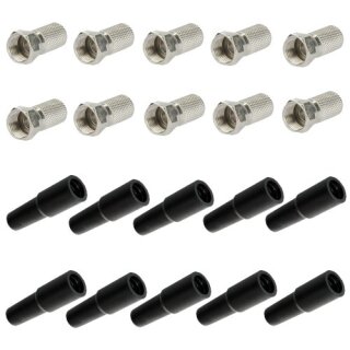 10x F-Stecker 7mm + 10x Gummitülle für F-Stecker UV und Witterungsbeständig