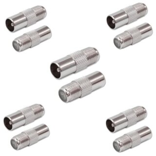 5x Stück Adapter F-Buchse - IEC-Stecker