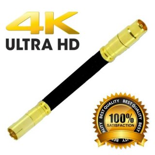 Loop Kabel Koaxial Antennenkabel Goldstecker 50cm Schwarz 135 dB HD 4K HQ Koaxial Kupplung / Koaxial Stecker 7mm